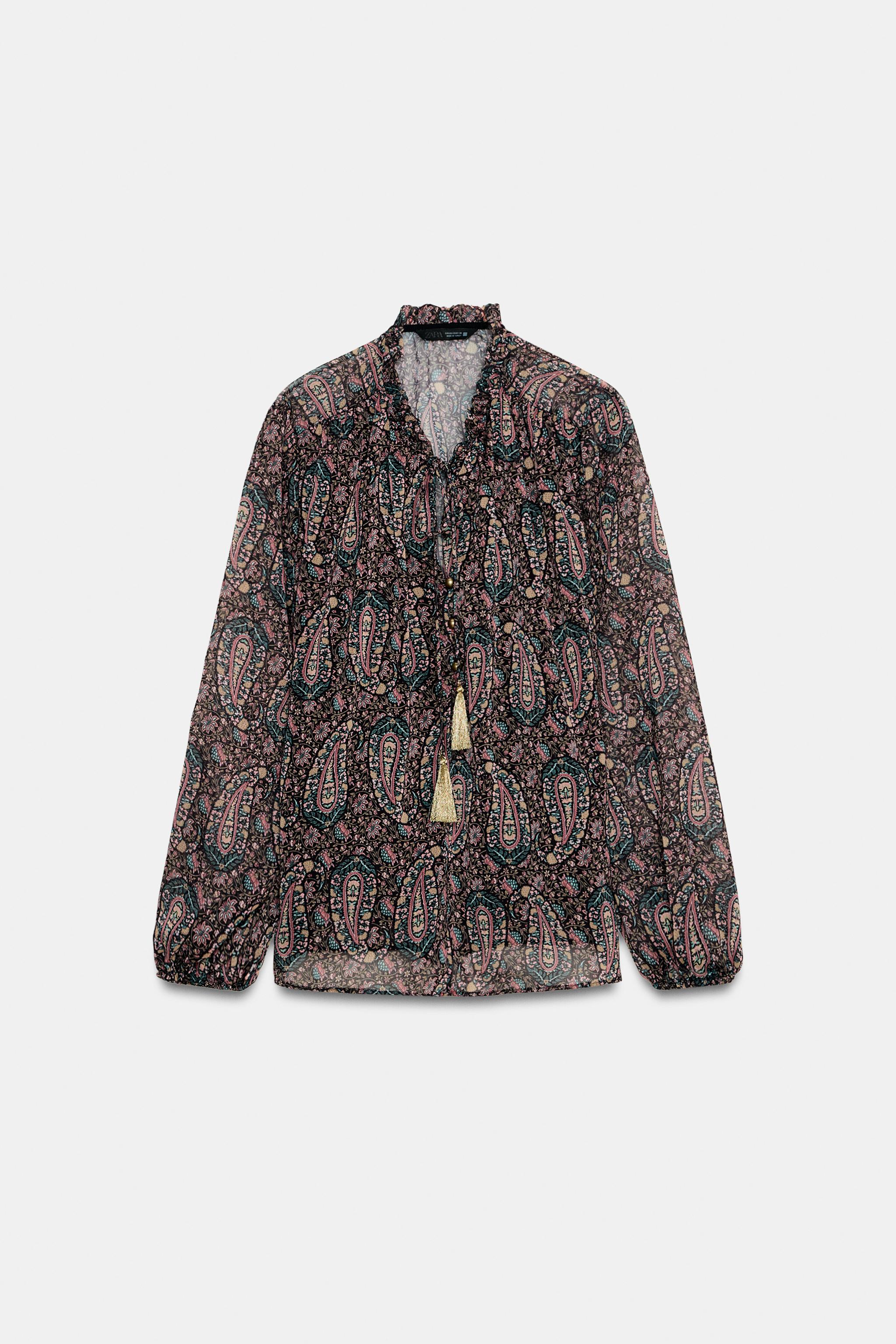 PRINTED SEMI-SHEER BLOUSE